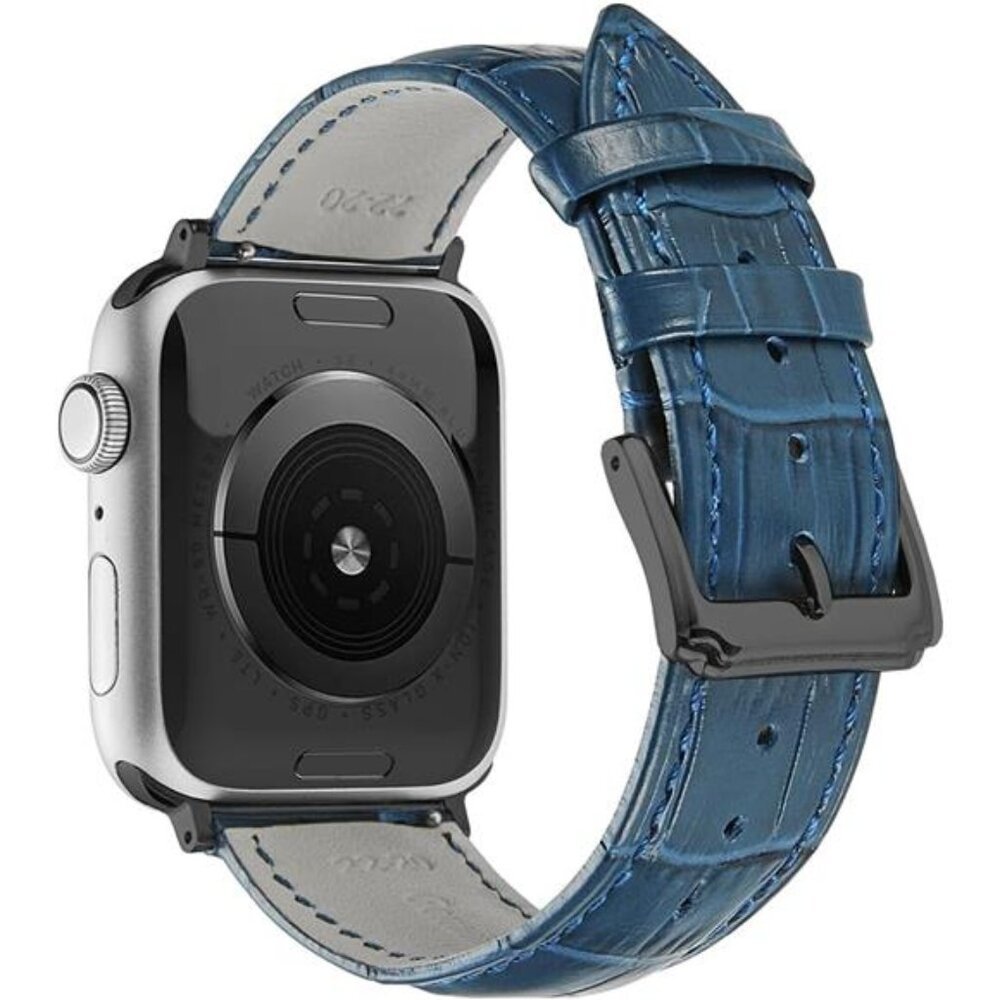 NEW Blue/Black Leather Apple Watch Band